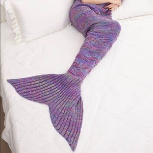 ROMWE Purple Knit Mermaid Tail Blanket